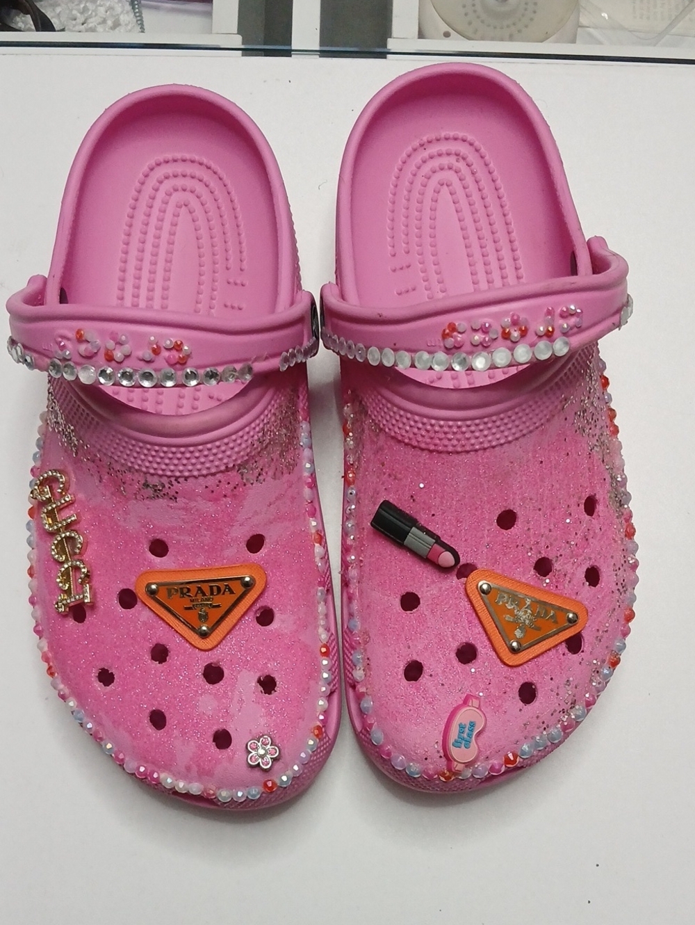 CROCS Pink Jeweled Embellished Slip-On Clog Mules